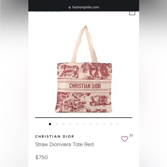 Christian Dior Dioriviera Red Straw Tote Bag Raffia Spacious Italy NEW - Picture 3 of 7